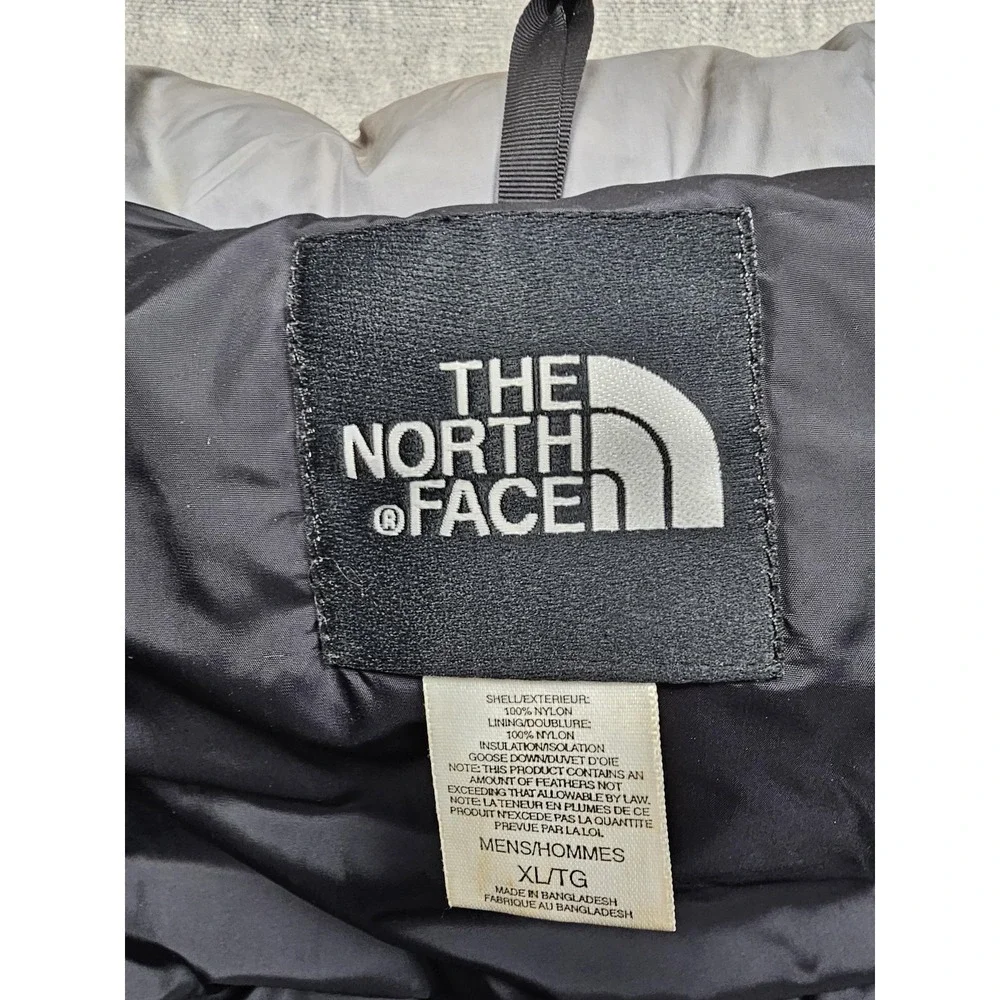 The North Face Vest Mens XL Gray 700 Goose Down Nuptse Puffer Hooded Full Zip
